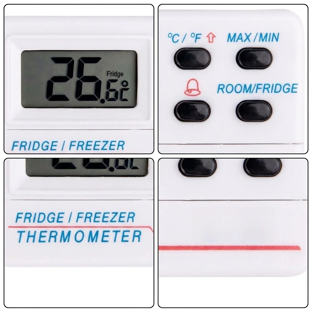 Digital For Refrigerator Thermometer with Audible Alarm for Temperature Monitoring in Fridge Home Kitchen Storage