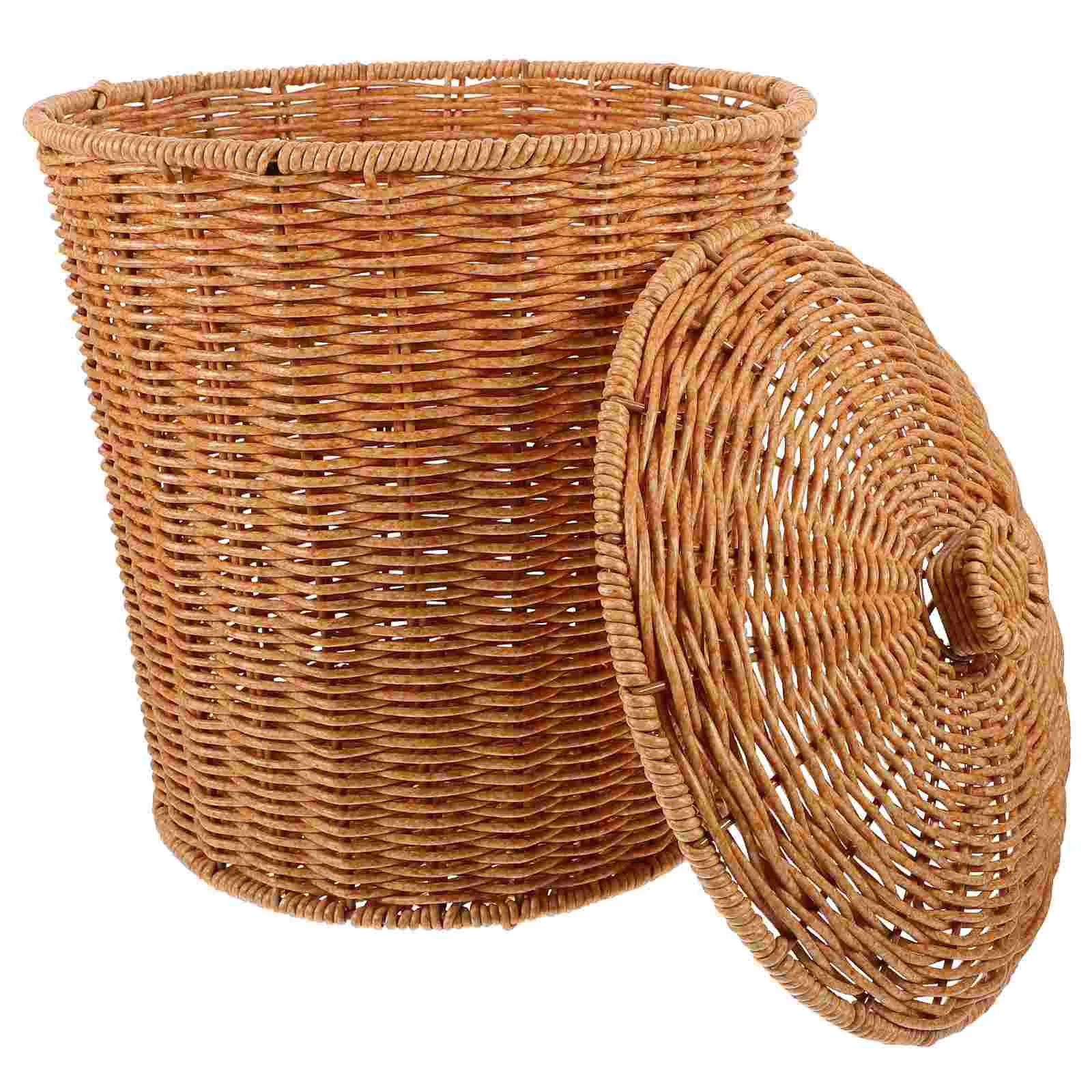 Basket Wicker Storage Storage Baskets Waste Woven Laundry Baskets Rattan Bin White Garbage Hamper Clothes Lid Seagrass Dirty