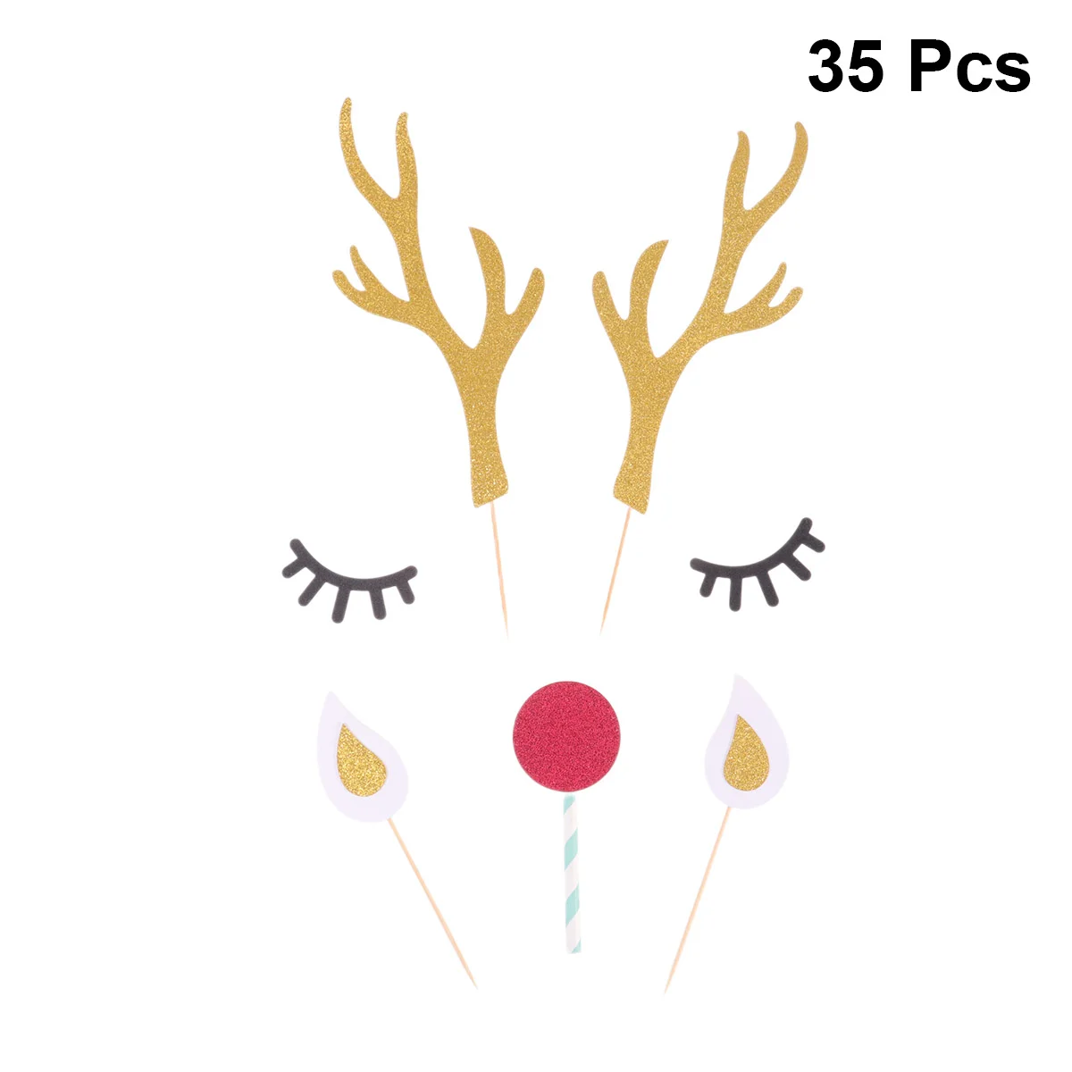 Décorations de Noël en bois de cerf, mélangeur de décoration, autocollants de gâteau, sélection de dessin animé, 5 ensembles