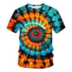 Tie-dye 3D Print Pattern T-shirt Personality Street Colorful Design T Shirts For Men's Clothes Street Fashion 2025 New Tee Top