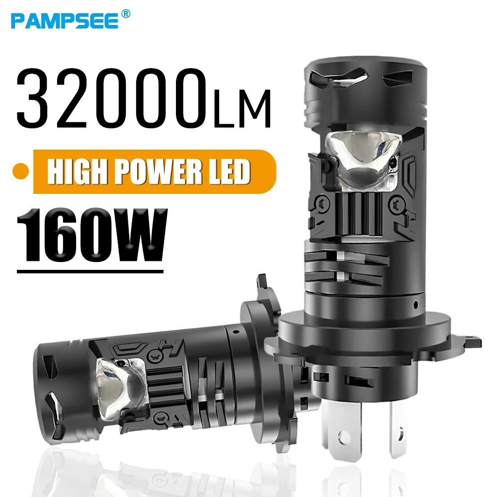 

H4 Lens LED Lamp 160W 32000LMwith Fan High Low Beam Projector Len H4 Mini Projector Led For Motorcycle Headlight
