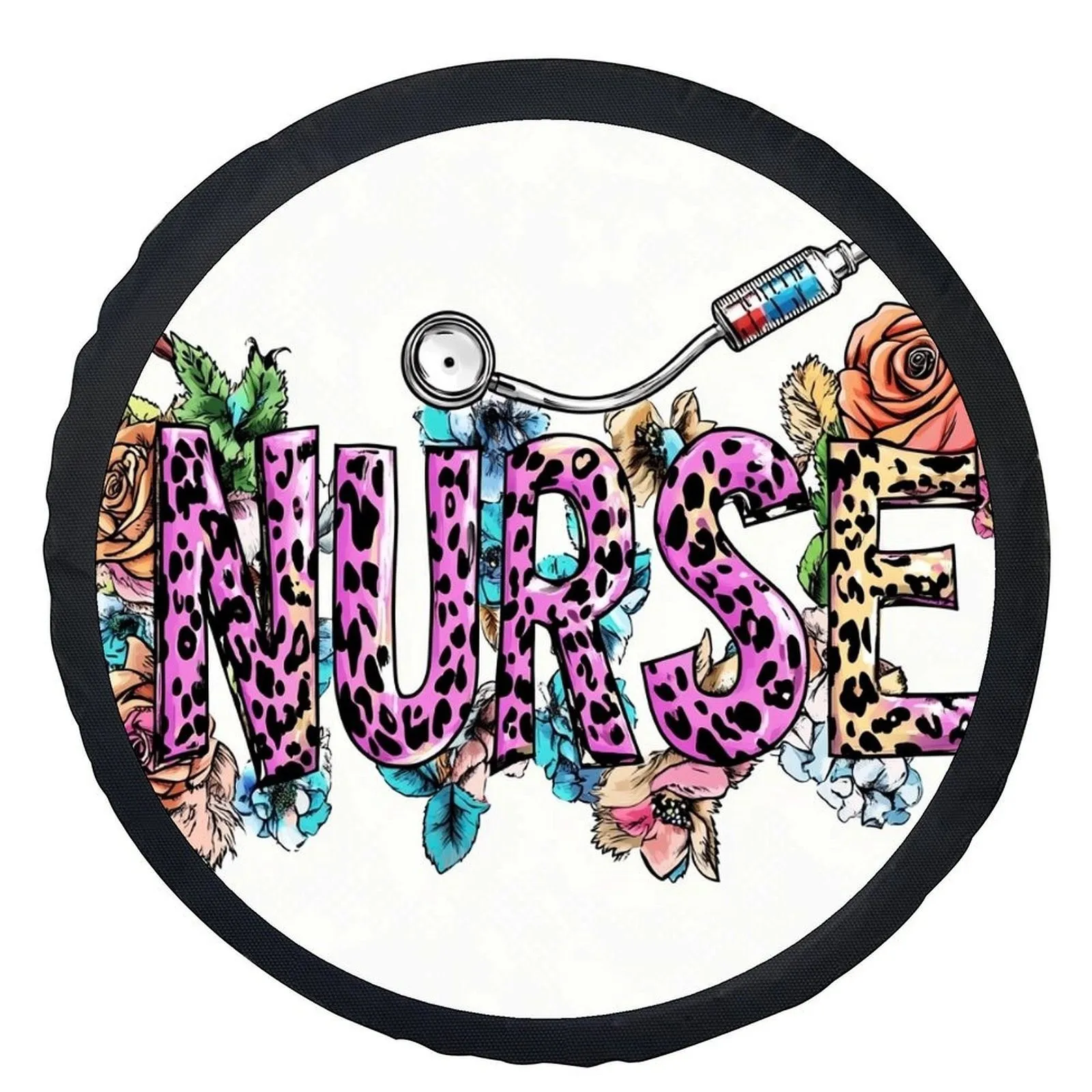 

Nurse Leopard Print Tire Cover Universal Wheel Protection Cover for Cars and Outdoor Use