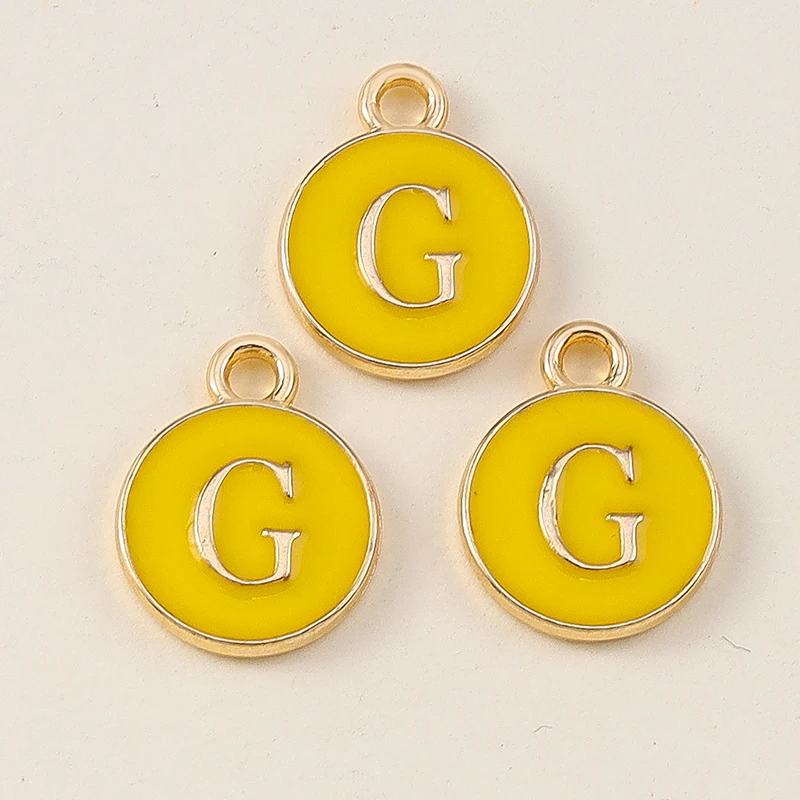 20 Stück 11x14mm Niedliche Gelbe Emaille-Alphabet-Anhänger mit 26 Buchstaben A-Z für Schmuckherstellung, DIY-Halsketten, Ohrringe und Accessoires ﻿ – Detail 9