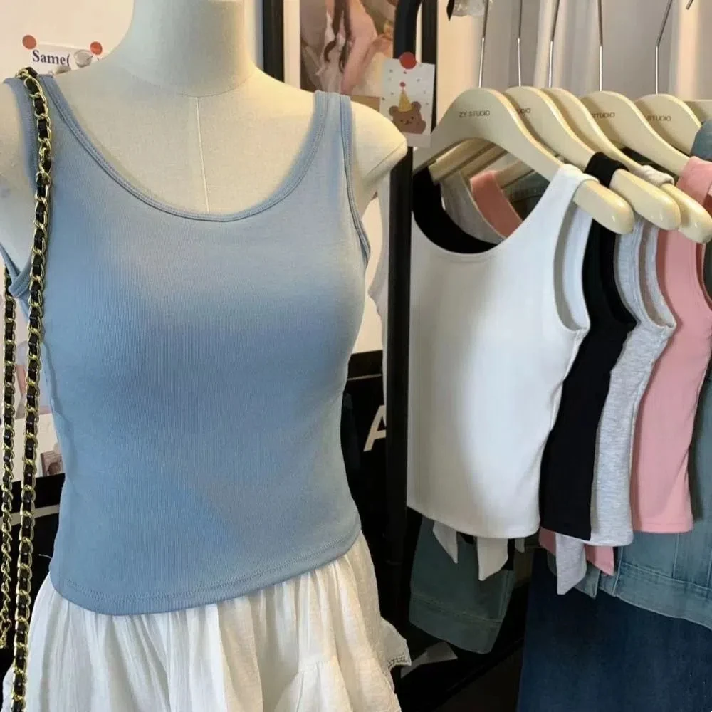

Sweet Backless Sleeveless Crop Top Bowknot Solid Color Korean Bow Tank Top Streetwear Slim Fit Camisole With Pads Lady Girls