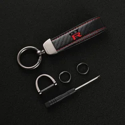 For nissan GTR GT-R R35 Keychain accessories  with logo Car metal leather key chain With car logo Key ring Auto Accessories