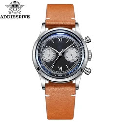 Addiesdive Herren uhren Quarzuhr Herren Sport wasserdicht 10 Bar Chronograph ar Glas vk64 Retro Leder Armbanduhr neu