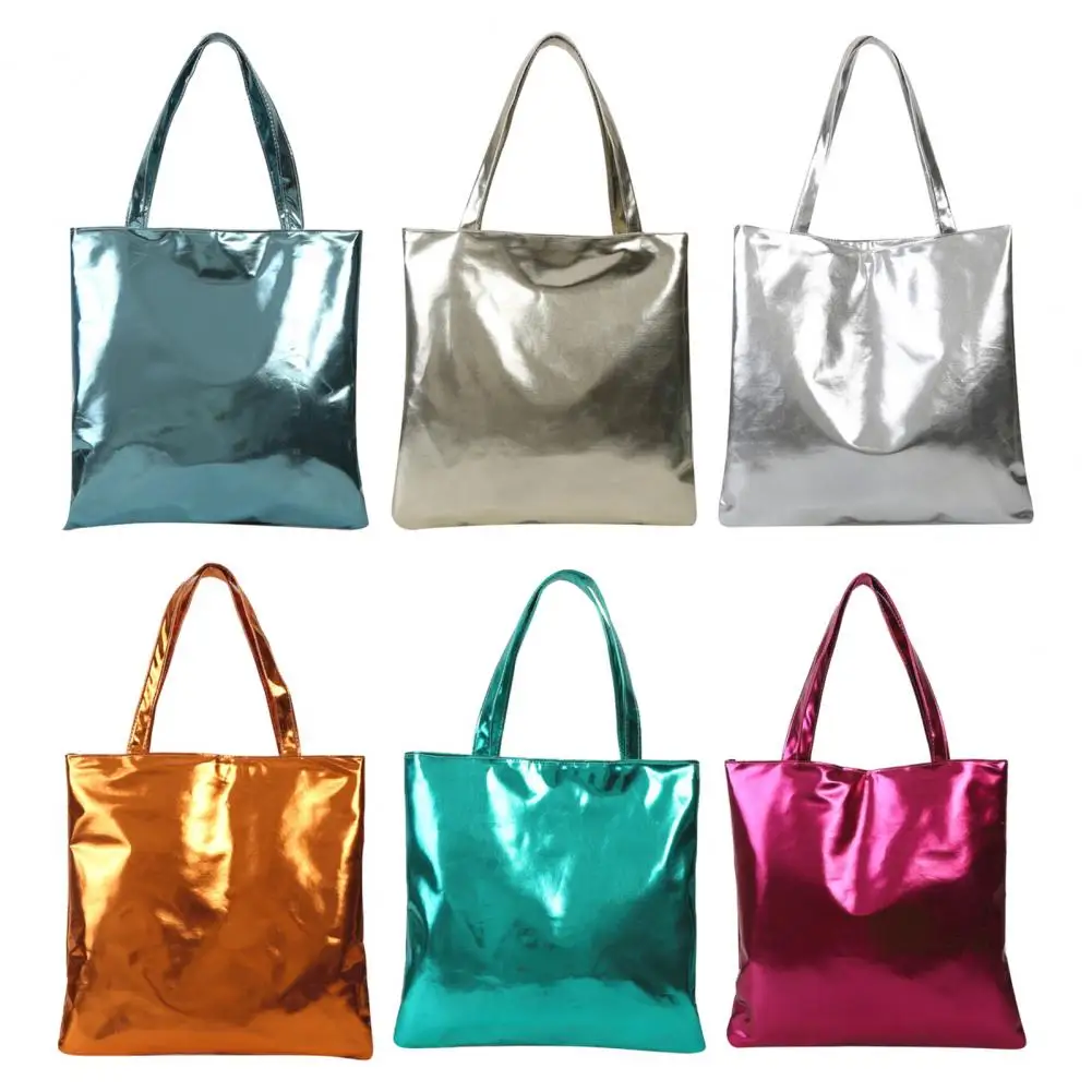 Chic Glossy Tote Bags Colorful Shiny Women Underarm Bag Pu Leather Handags Women Shopping Shoulder Bag Girls Clutch bolsa