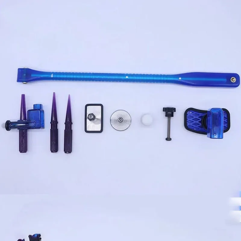 1 Set Car Dent Repair Tools Leveling Hammer Telescopic Rod Pit Remover Tool Dent Repair Kit Blue PC Shaping Hammer Set