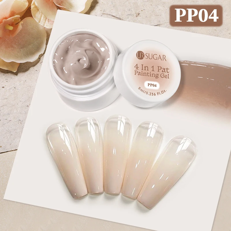 UR SUGAR 1/2 Stück Weißes Pat Painting Gel Nagellack 4-in-1 Gradient French Cover Edge Lines Nagelstempelmuster Nagel-DIY-Pattin