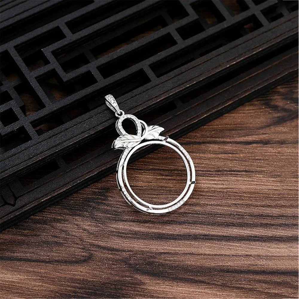 

Pendant Blank (25x25mm Round Blank) White Gold Plated Sterling Silver Zircon Pendant Setting Pendant Base P379B