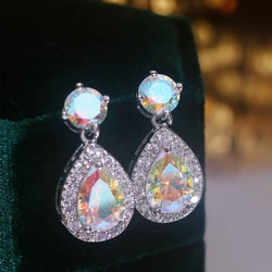 High Quality Silver Color Cubic Zirconia Stud Earrings for Women Bling Bling Crystal Earrings Wedding Party Jewelry Accessories