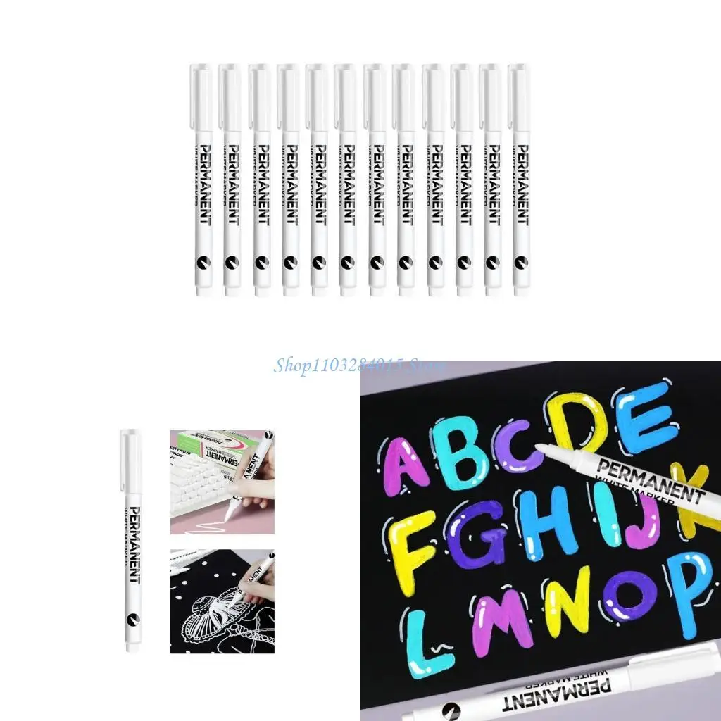 

R6FF 0.2mm Tip White Permanent Marker For Painting on Paper Leather Metal Glass