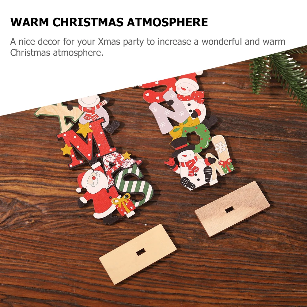 

2Pcs Wooden Christmas Decor Xmas Signs Tabletop Decoration Holiday Desktop Centerpieces Christmas Table Decoration Sign