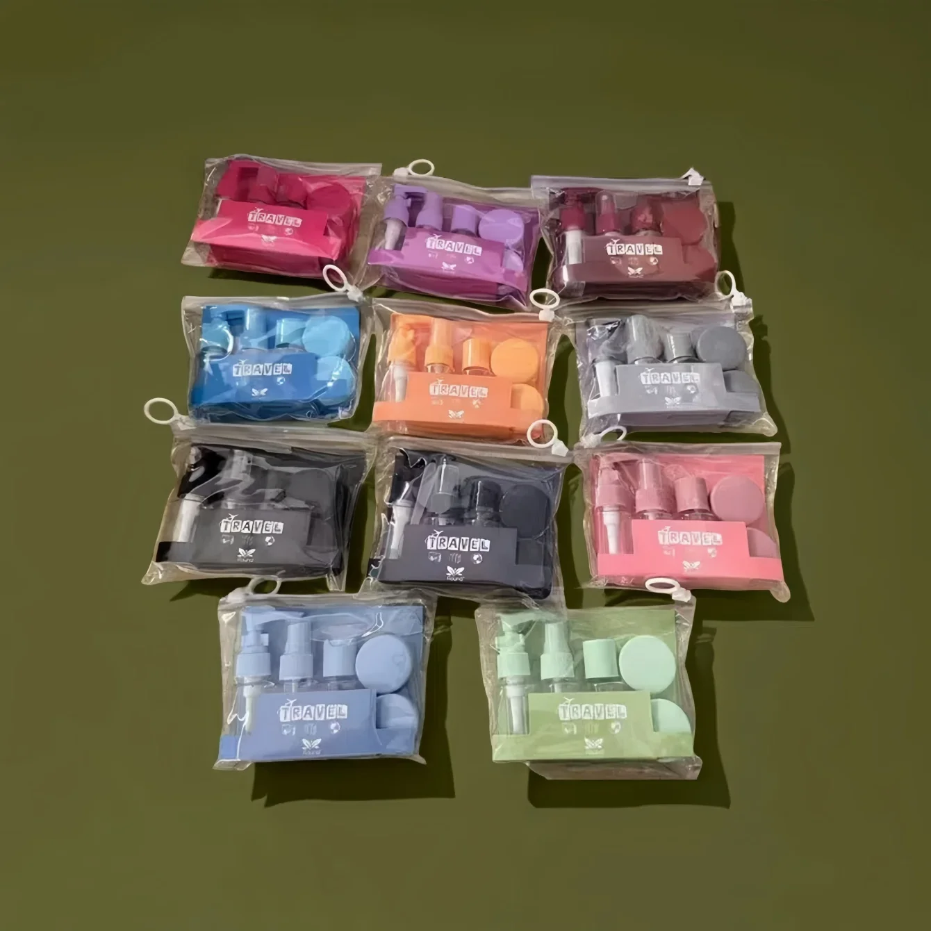 Multi-color Travel Dispensing Bottle Set. Cosmetic Lotion Perfume Dispensing Empty Bottle Extrusion Spray. Travel Accessories
