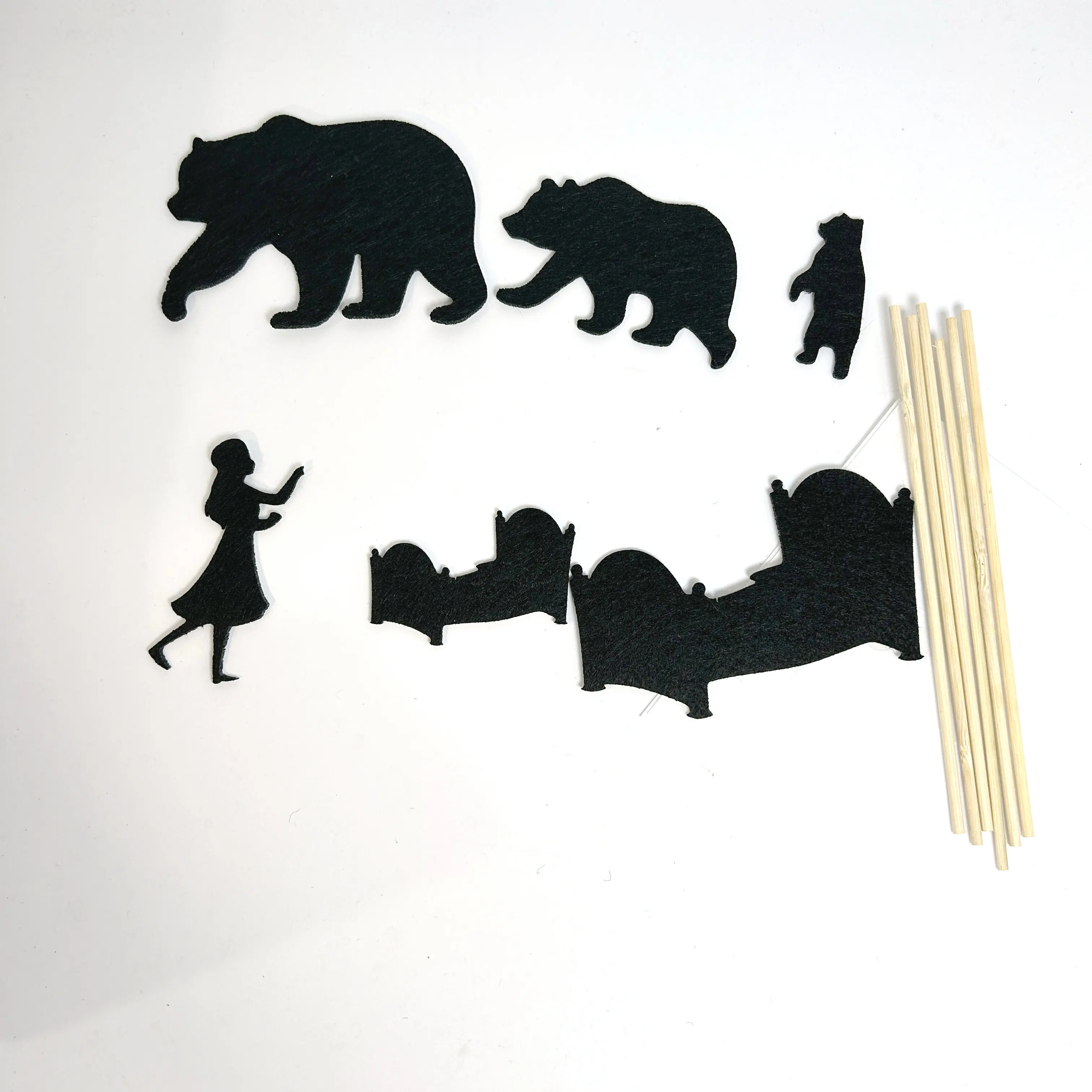 the Three Bears Shadow Puppet Set,Early Childhood Shadow Play Stories,Puppets, shadows and theatre,Felt Die-cut