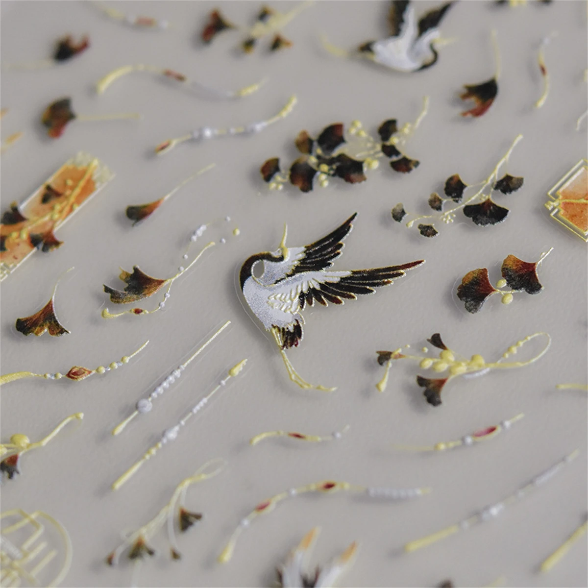 Autocollants 5D pour Ongles avec Grue Alberoise, Animaux Rétro Japonais, Krasnoours, Fille Adhésive, N64.Décorations, Décalcomanies Coulissantes, DIY, 1 Pièce