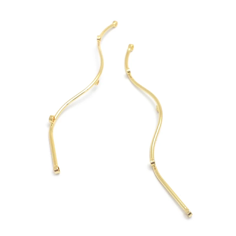 6PCS 18K Gold Color Brass Curved Tube Connect Charms High Quality Diy Jewelry Making Supplies Earrings Accessories for Women