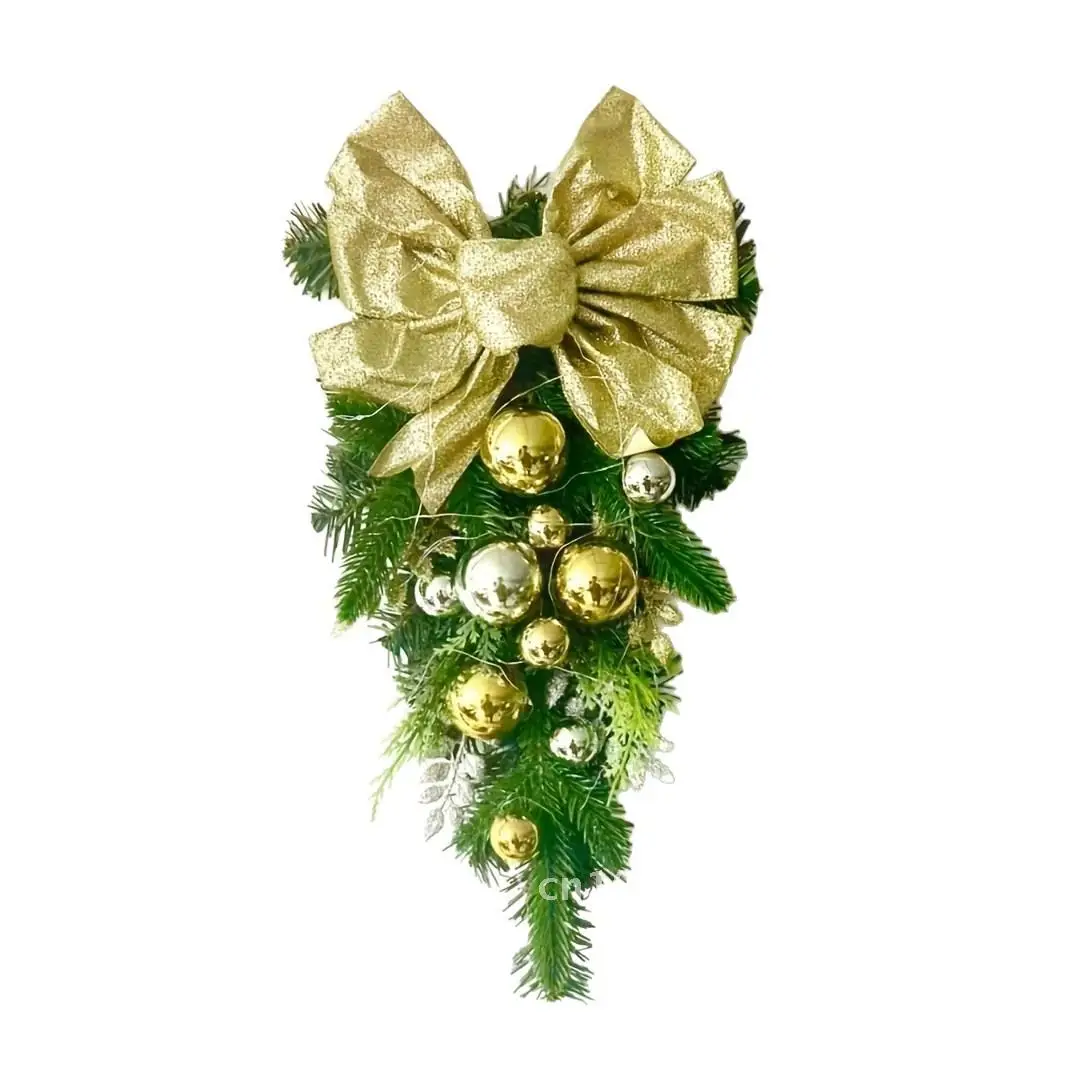 

Christmas Stairs Wreath Building Hanging Door Hanging Bow Golden Hanging Home Scene Layout Props