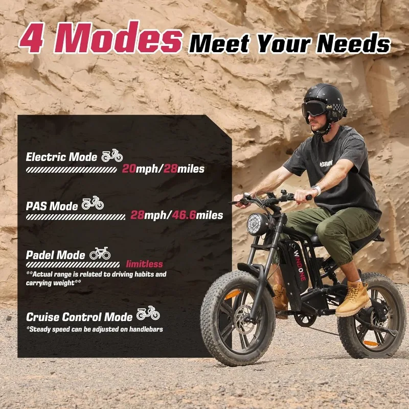 Sepeda Listrik untuk Dewasa, Baterai 48V 13Ah/15Ah, Hingga 28 MPH & 46,6/60 Mil (PAS), Peak Ebike 750/1000W dengan All-Terrai