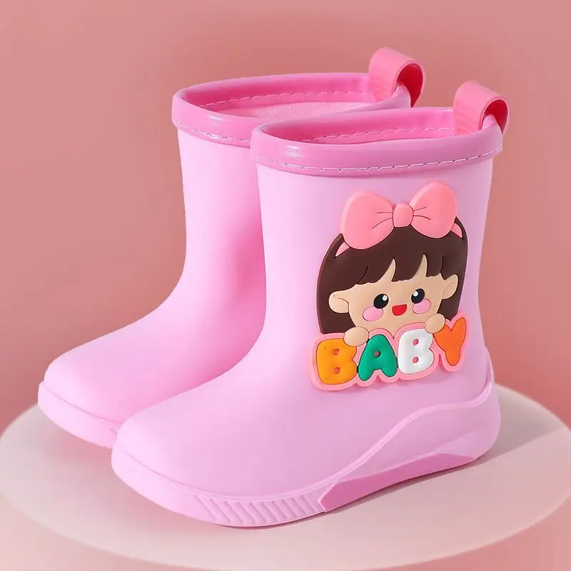 Baby Girl Essentials Non Slip Waterproof Rain Boots for Kids Warm Rubber Water Shoes with Cute Cartoon Design Toddler Outdoor
