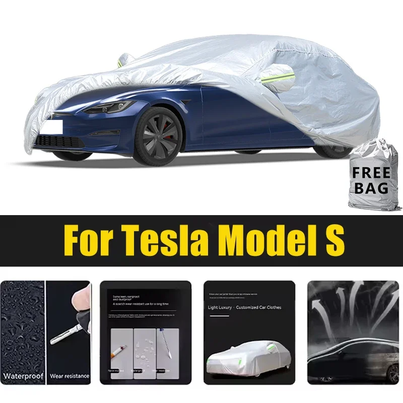 

For Tesla Model S Car Cover Outdoor Protection Covers Snow Sunshade Waterproof Dustproof Exterior UV Car Accessories