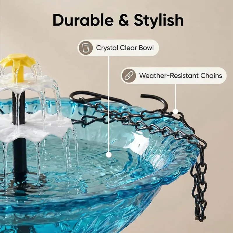 

Солнечный каскадный фонтан-поилка для птиц ABKU, подвесная поилка для птиц с солнечным фонтаном для декора сада, патио и заднего двора