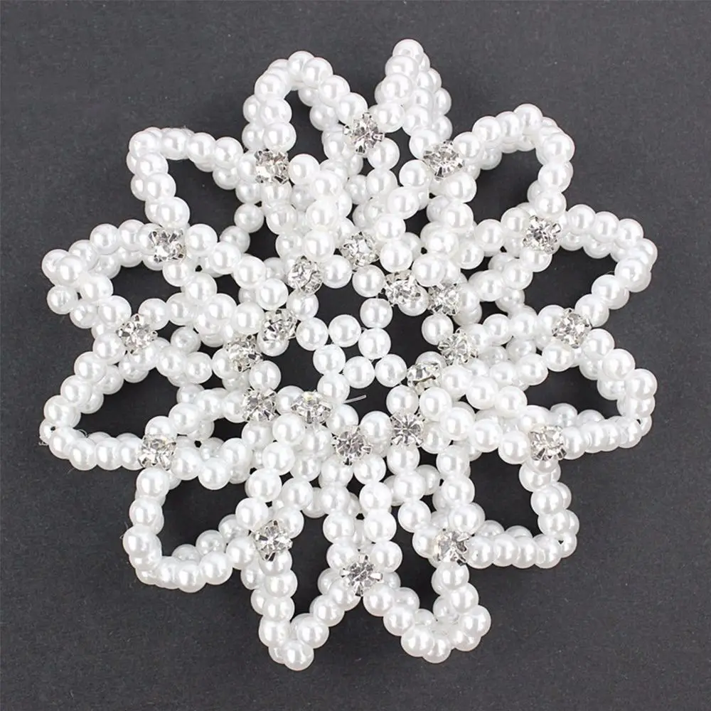 

Fashion Girls Crystal Handmade Dancing Elastic Snood Pearl Hair Nets Bun Net Headwear Hair Bun