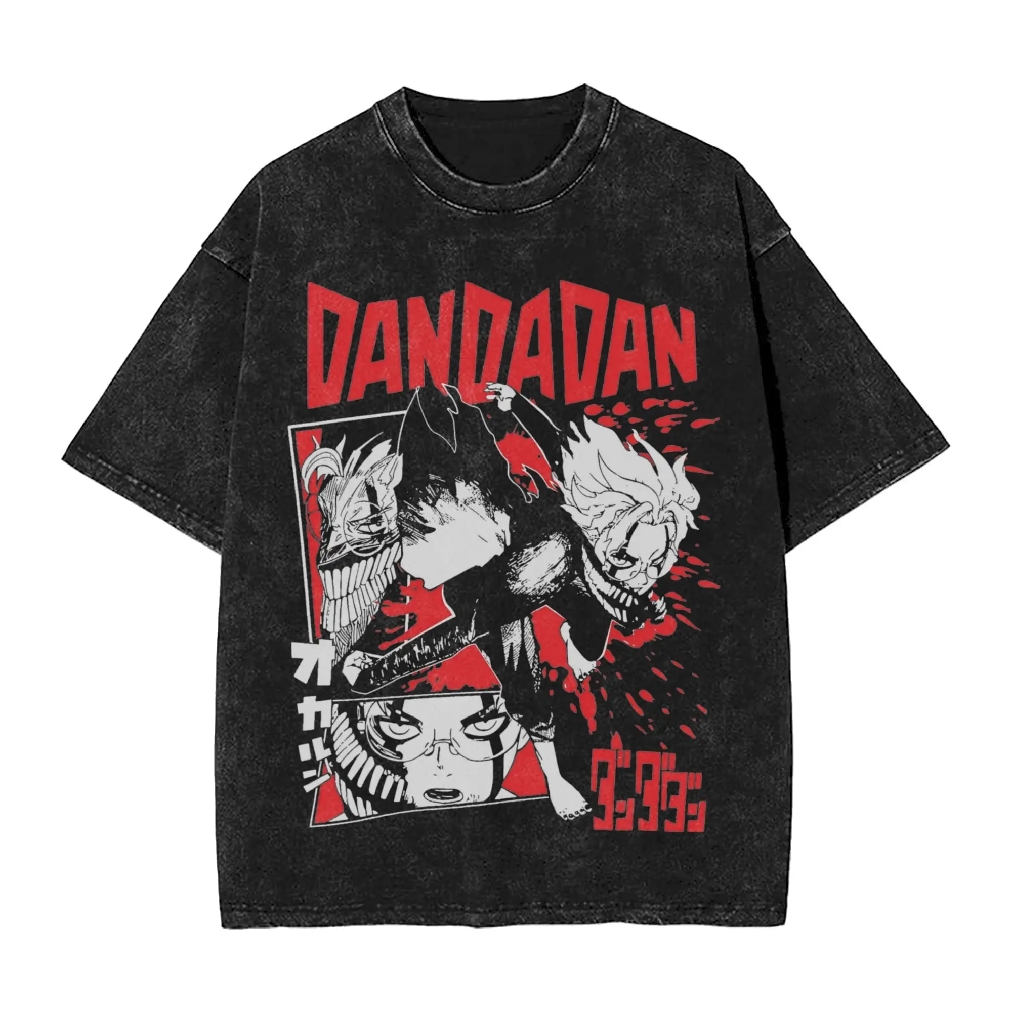 

Washed T Shirt Dandadan Anime Okarun Hip Hop Fashion T-Shirt Harajuku Streetwear Cotton Printed Tops Tops Tees Men Women