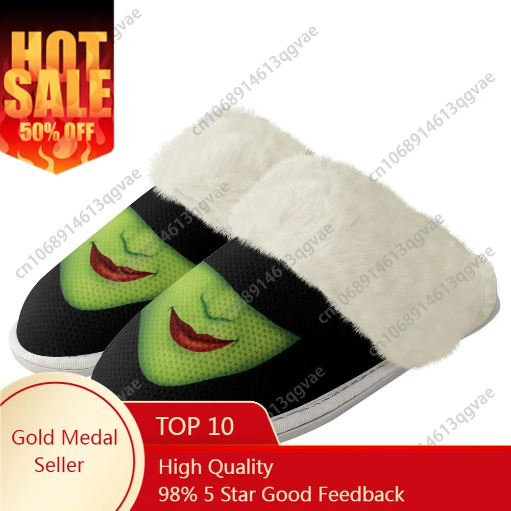 

WICKED He Musical Elphaba The Wicked Witch Plush Slippers Keep Warm Shoes Mens Womens Home Cotton Bedroom Custom Thermal Slipper