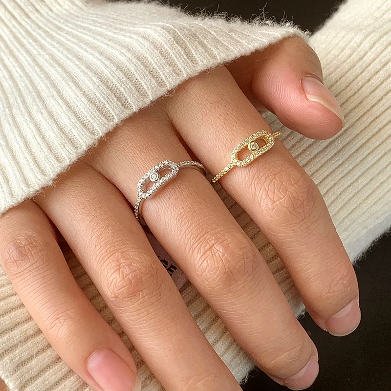 خاتم نسائي رائع من الفضة الإسترليني عيار 925 على شكل هندسي أنيق مجوهرات نسائية هدية للذكرى السنوية خاتم الزواج