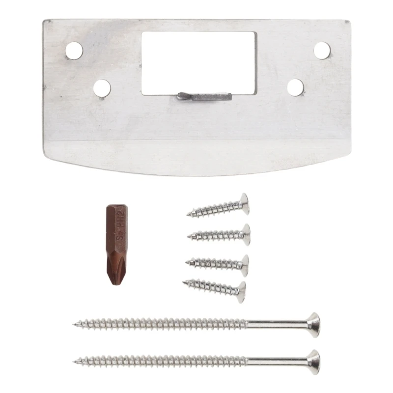 Door Lock Latches Guide Plate With Screws Stainless Steel Door Strikes Plate Reinforcement Long Strips Easy to Install