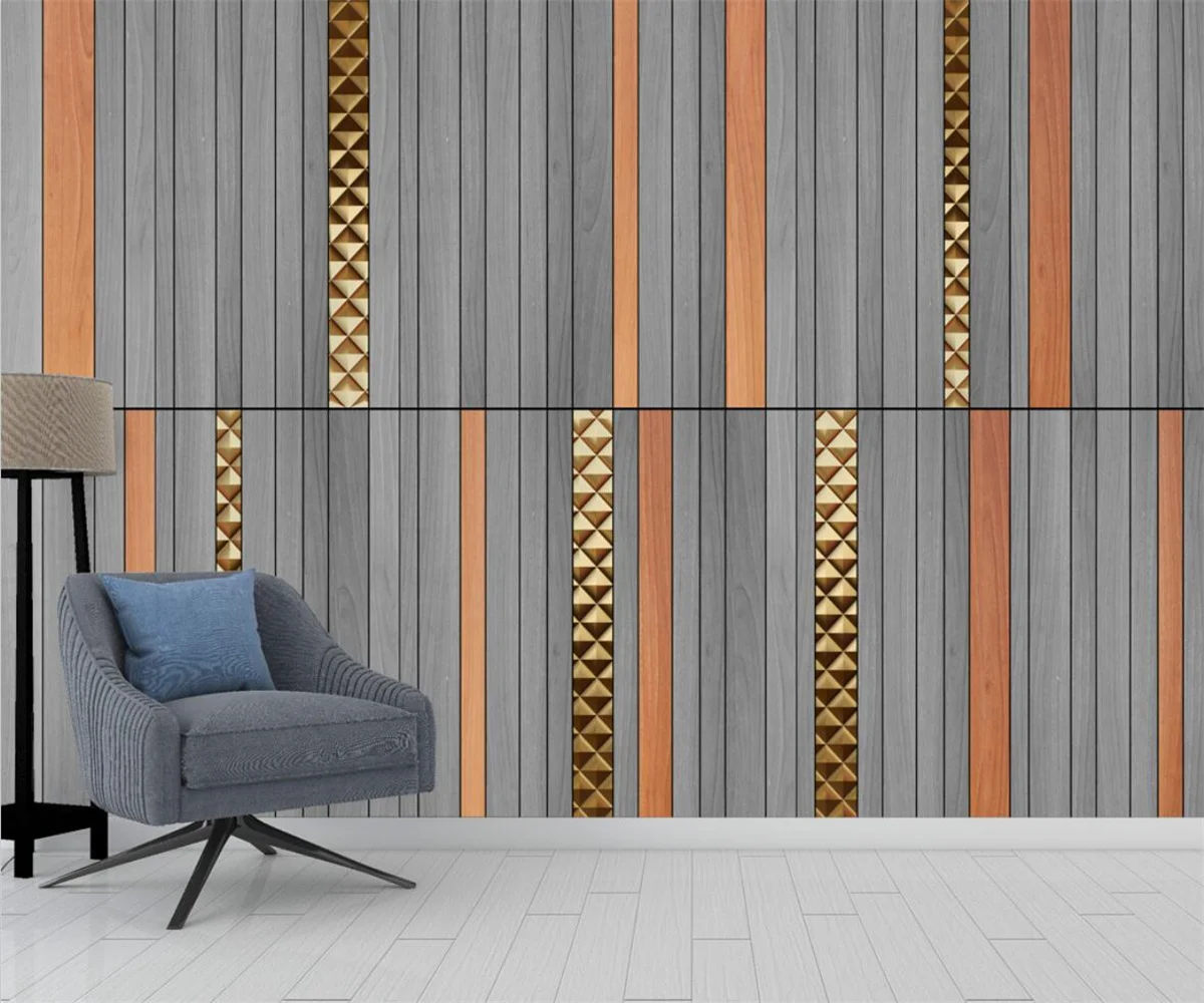 

beibehang Custom Nordic geometric squares 3D personalized wooden boards Simple geometry Wooden background wall wallpaper