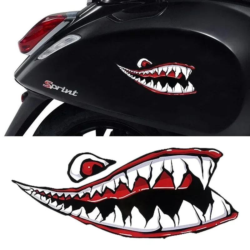 

1 Pair Shark Mouth Pattern JDM Motorcycle Stickers Waterproof DIY Fairing Car Body Refit Vinyl Decals Decoration Accessories