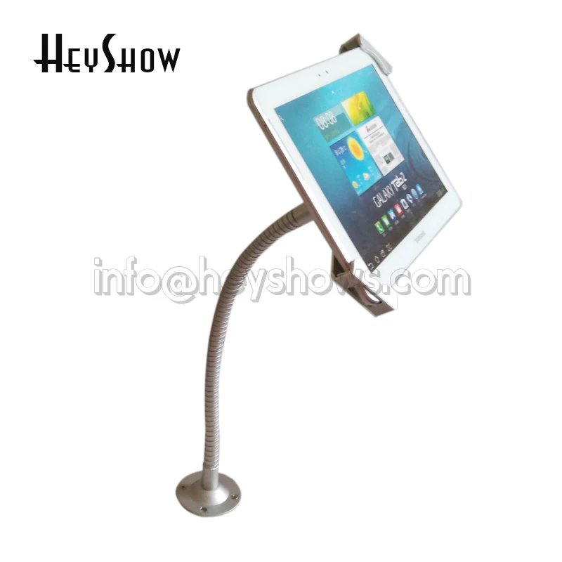 Flexible Metal Tablet Security Stand Base Wall Desk Mount Display Holder for iPad Lock Enclosure For 7-10.5\