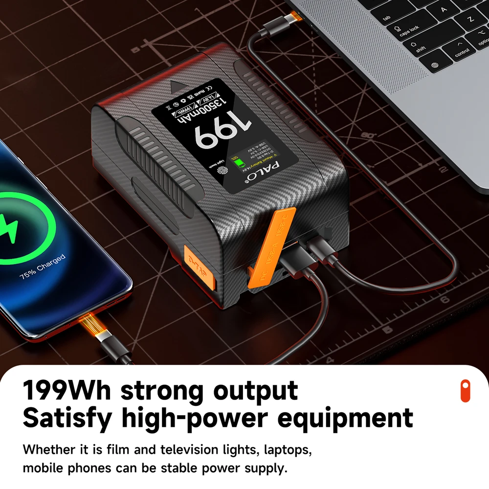 199Wh V Lock Battery 14.8V 13500mAh V Mount Rechargeable Li-ion Battery PD Fast Charging For  Sony,Blackmagic,Wireless Video...