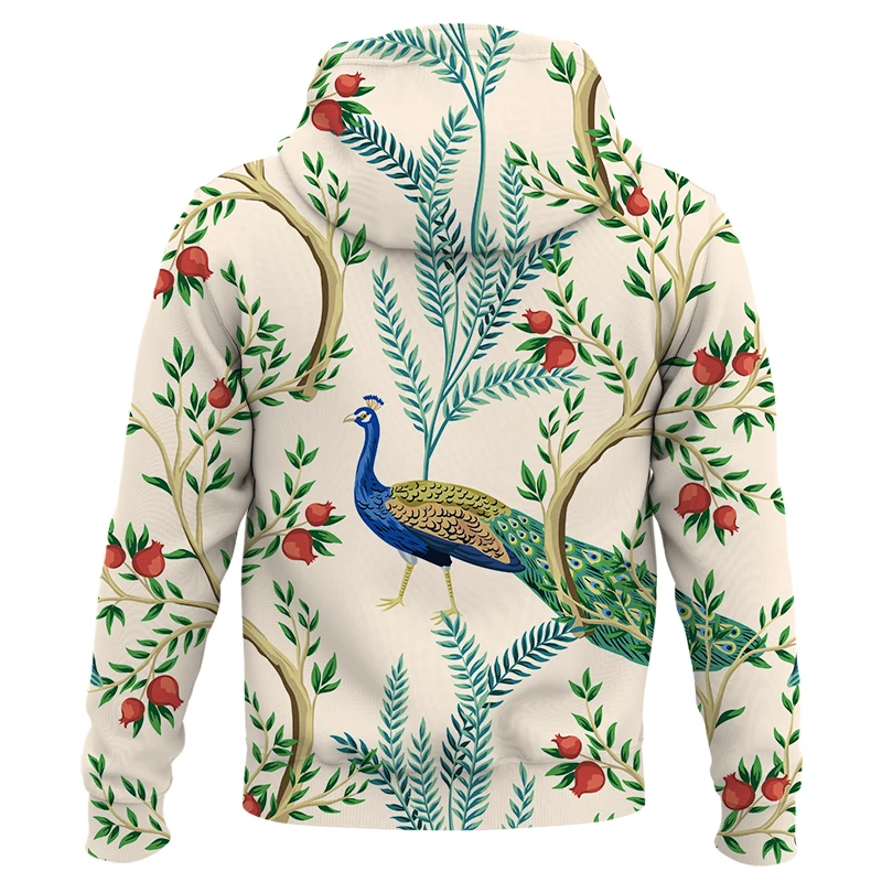 2021 Flower, bird and plant illustration 3D Print Zipper Hoodie Sweatshirts Men Women Fashion Casual Pullover Oversized Hoodies