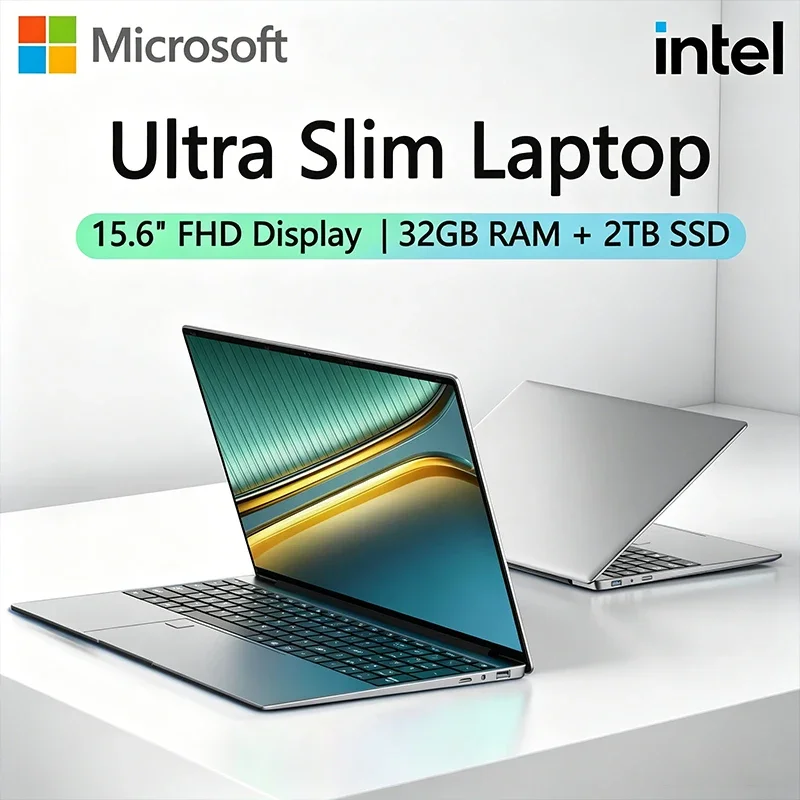새로운 15.6인치 울트라 슬림 노트북 인텔 코어 I9-9900 32GB RAM 2TB SSD 게이밍 오피스 스터디 노트북 윈도우 11 프로 FHD 1920*1080 썸네일 2