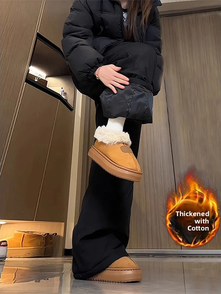 

Thiened Cotton Pants for Men And Women Youth Faion Winter Outdoor Snow Country Warm Straight Leg Trousers Cold Proof