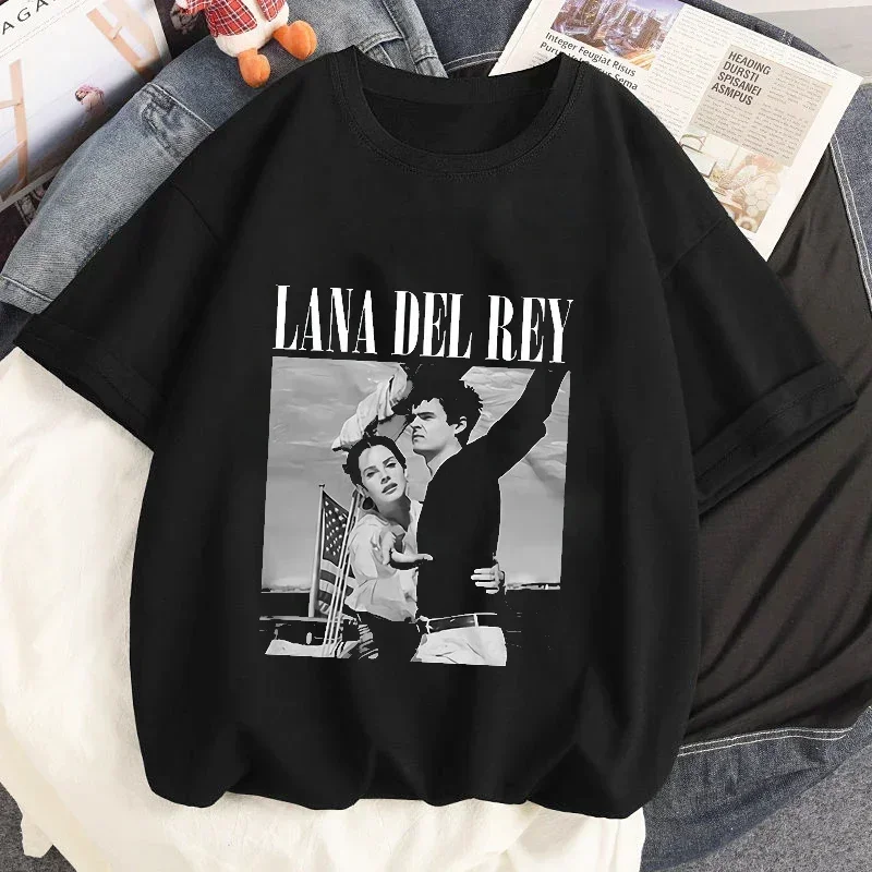 Women T-Shirts Singer Vintage Men Lana Del Rey Ldr Sailing Graphics Short-Sleeve Unisex T-Shirt Oversized Streetwear Harajuku