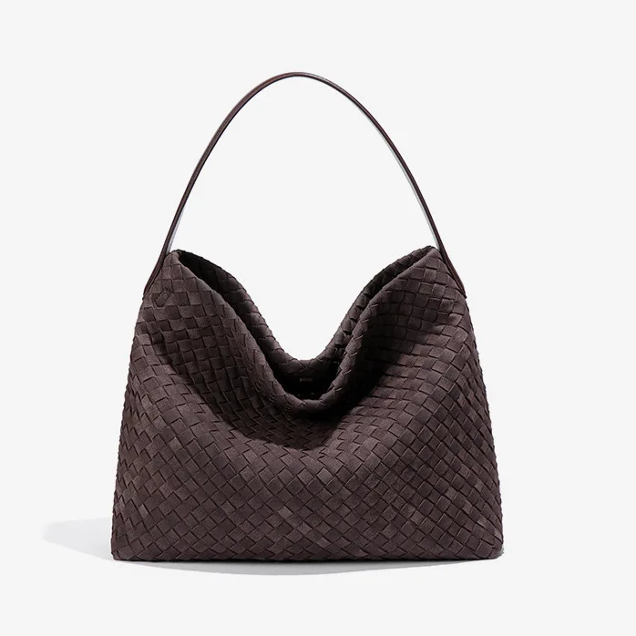 

Vintage Faux Suede Large Capacity Tote Bag Designer Leather Woven Women Shoulder Bags Luxury Pu Leather Handbags 2025