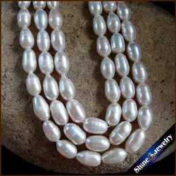 11x7mm wholesale Natural Pearls Loose Freshwater Pearls Strands Long 15