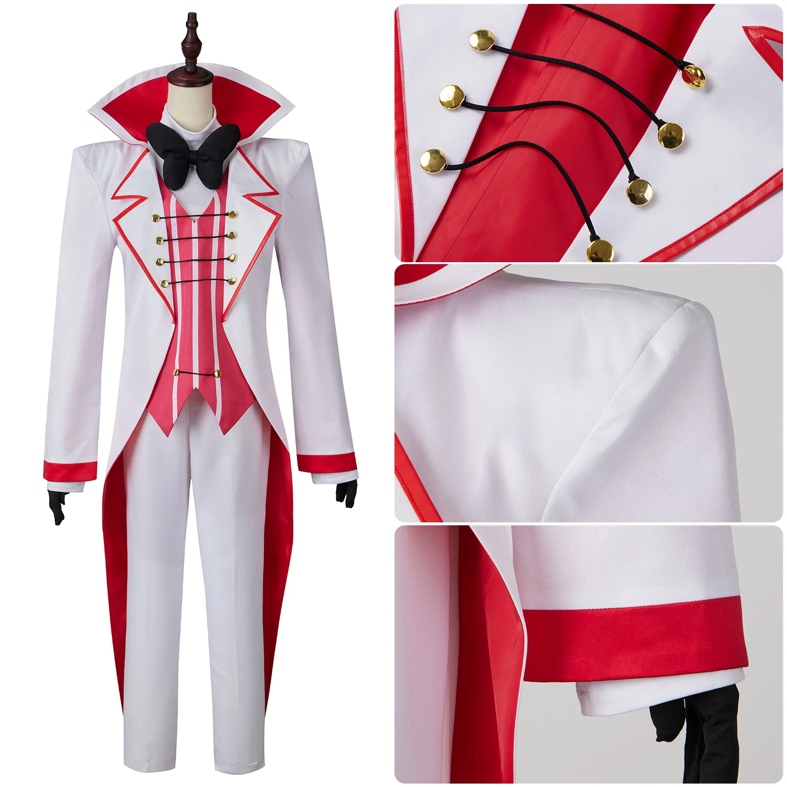 Hazbin Lucif Cos Morning Ster Cosplay Costume Hot Uniform Men Women Full Set with Hat Halloween Carnival Christmas Suit