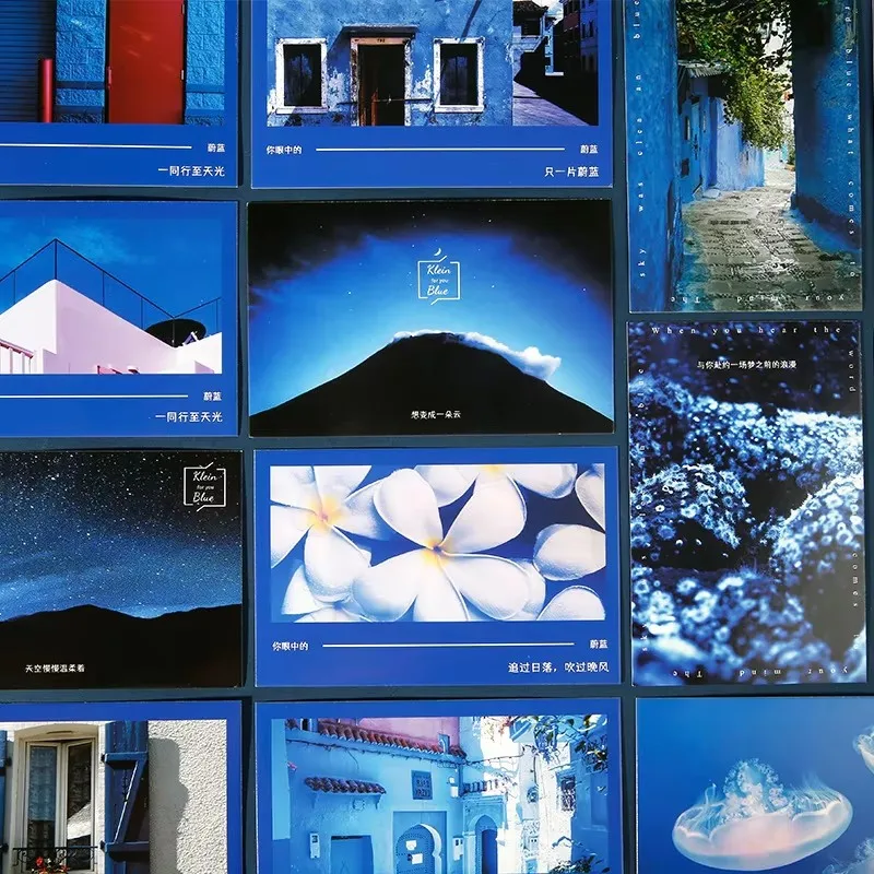 ชุดโปสการ์ด 30 ชิ้น The Blue In Your Eyes - ภาพศิลปะพระอาทิตย์ตกดินริมทะเลและวิวทะเล เหมาะสำหรับการจดบันทึก