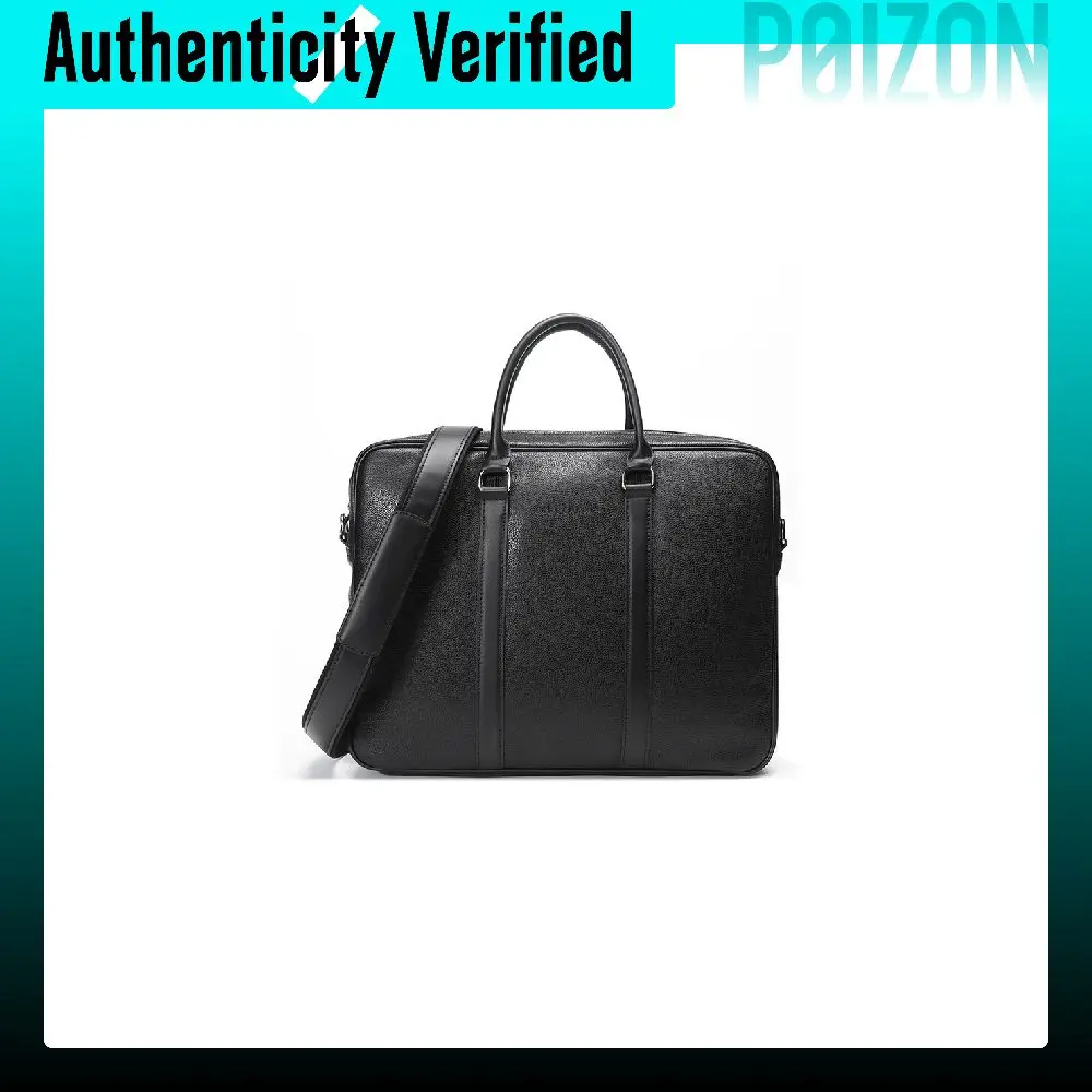 LONGCHAMP Le Foulonné Cow Leather Briefcase, Shoulder Bag, Crossbody Bag, Handbag Small Men's Black 2122021047