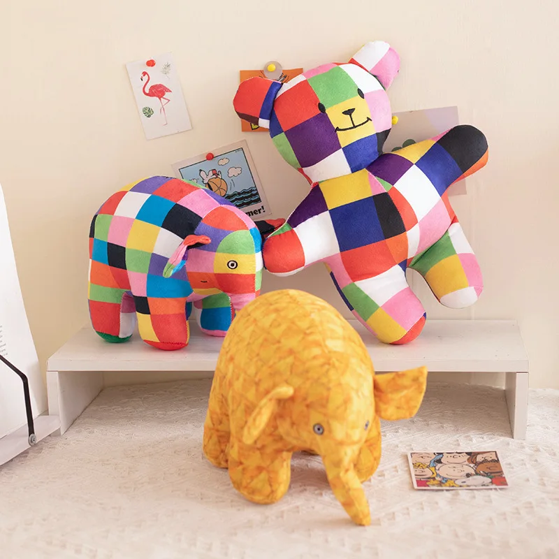 

Мягкая игрушка-слоник Elmers Colors Plu с цветочным узором, кукла-подарок, тканевый материал, наполнитель из ПП хлопка