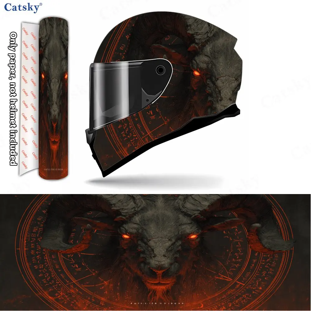 Demonic-array Ram Pattern Helmet stickers, PVC Material Multifunctional Helmet Stickers, Scratch-Resistant & Fade-Proof, Easy to