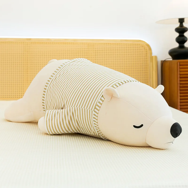 Polar Bear Plush Pillow Soft Fluffy Lying Stuffed Animal Doll Cute Sleep Cushion Sofa Ornament Home Decoration Gift for Girls - view 6
