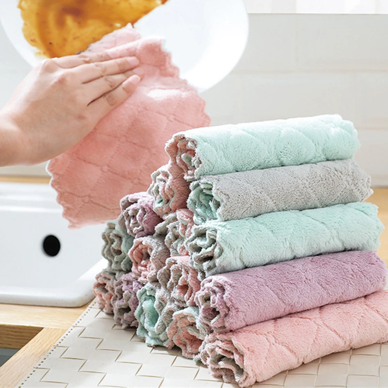 10pcs Super Absorbent Microfiber Kitchen Dish Cloth High Efficiency Tableware Household Cleaning Towel  kitchen cleaning cloth