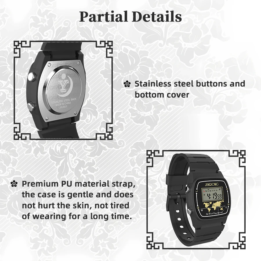 Fashion Digital Wrist Watch for Men LED Back Light Electronic Drive Chronograph Alarm Multifunciontal Outdoor Sport Watch