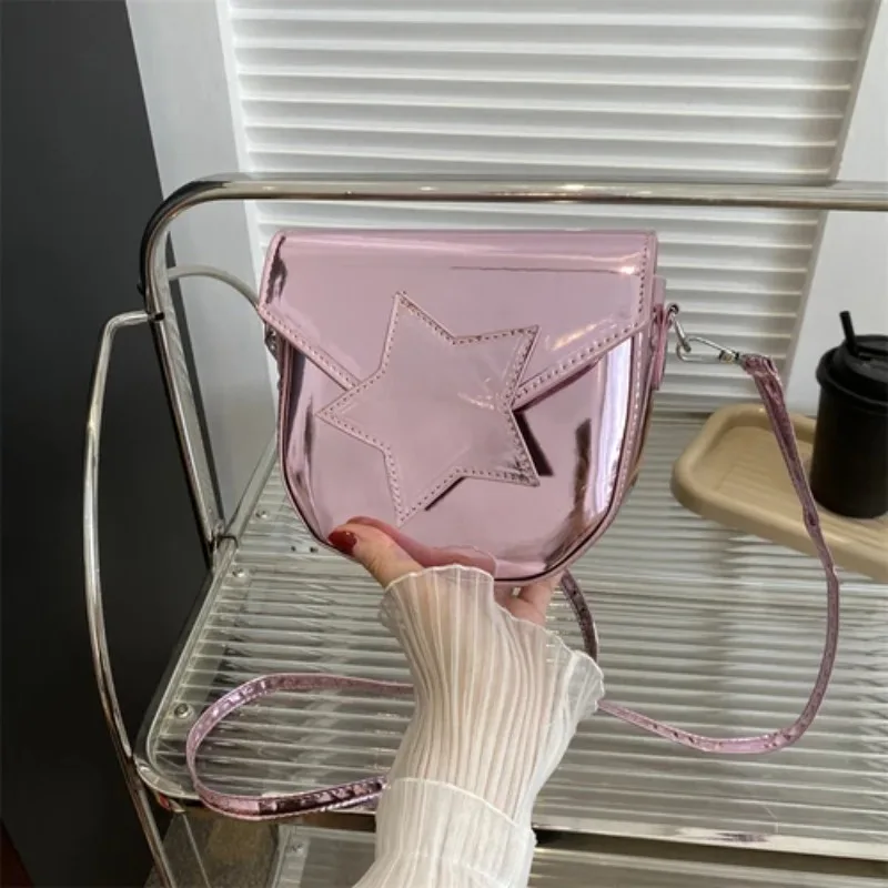 

Pentagram Crossbody Bag, Trendy Star Flap Square Purse, Cute Patent PU Leather Shoulder Bag For Women